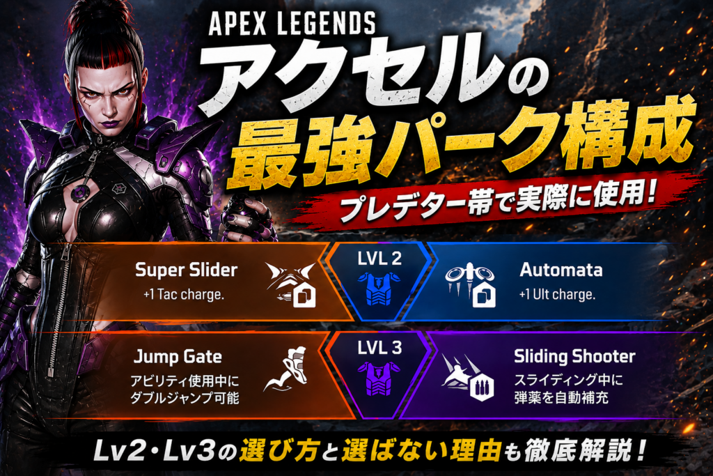 【Apex Legends アプデ対応】アクセルの最強パーク構成と選び方を現プレデターが解説